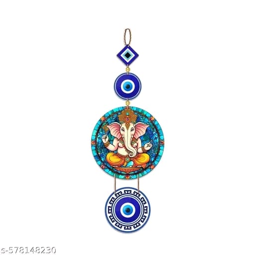 Decor Smart Lord Ganesha Evil Eye Wooden Wall Hanging | Spiritual MDF'เฅค - Image 1