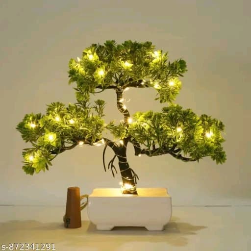 Artificial Bonsai Tree Plant & Flowers with LED Light for Home Decor